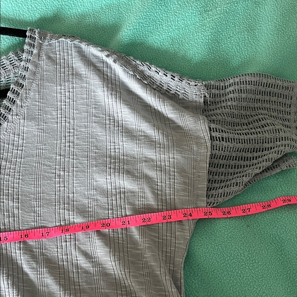 Very J Pale Blue V-Neck Crochet Sleeve Top - Picture 6 of 9